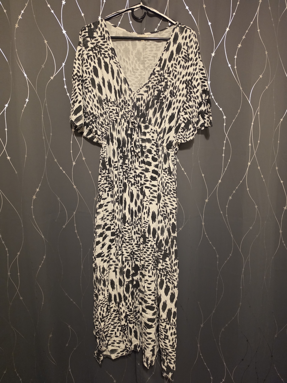 Cost Plus World Market Black and White Printed Maxi Dress